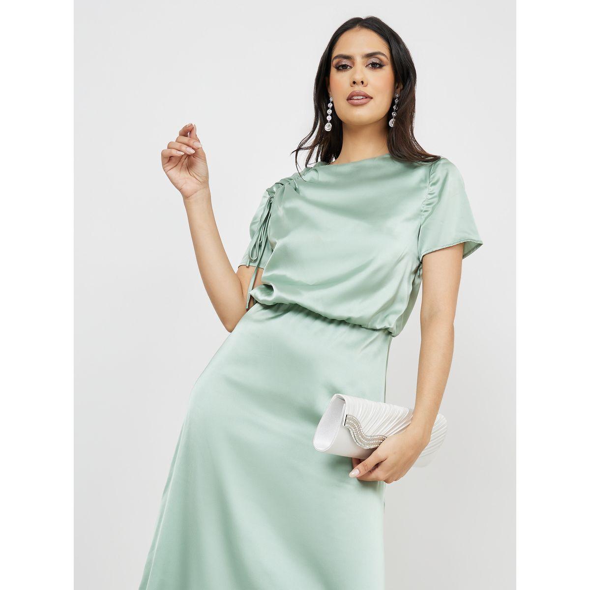 Styli Ruched Sleeve Detail Blouson Maxi Dress-women-clothing-dresses-image-2