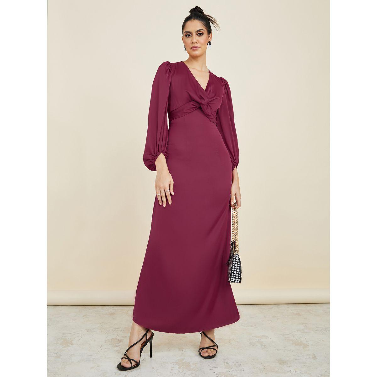 فستان طويل مزين بعقدة-women-clothing-dresses-image-1