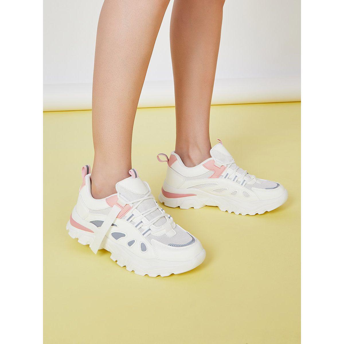 Styli Textured Lace Up Sneaker with Pull Tab-women-shoes-sneakers-image-1