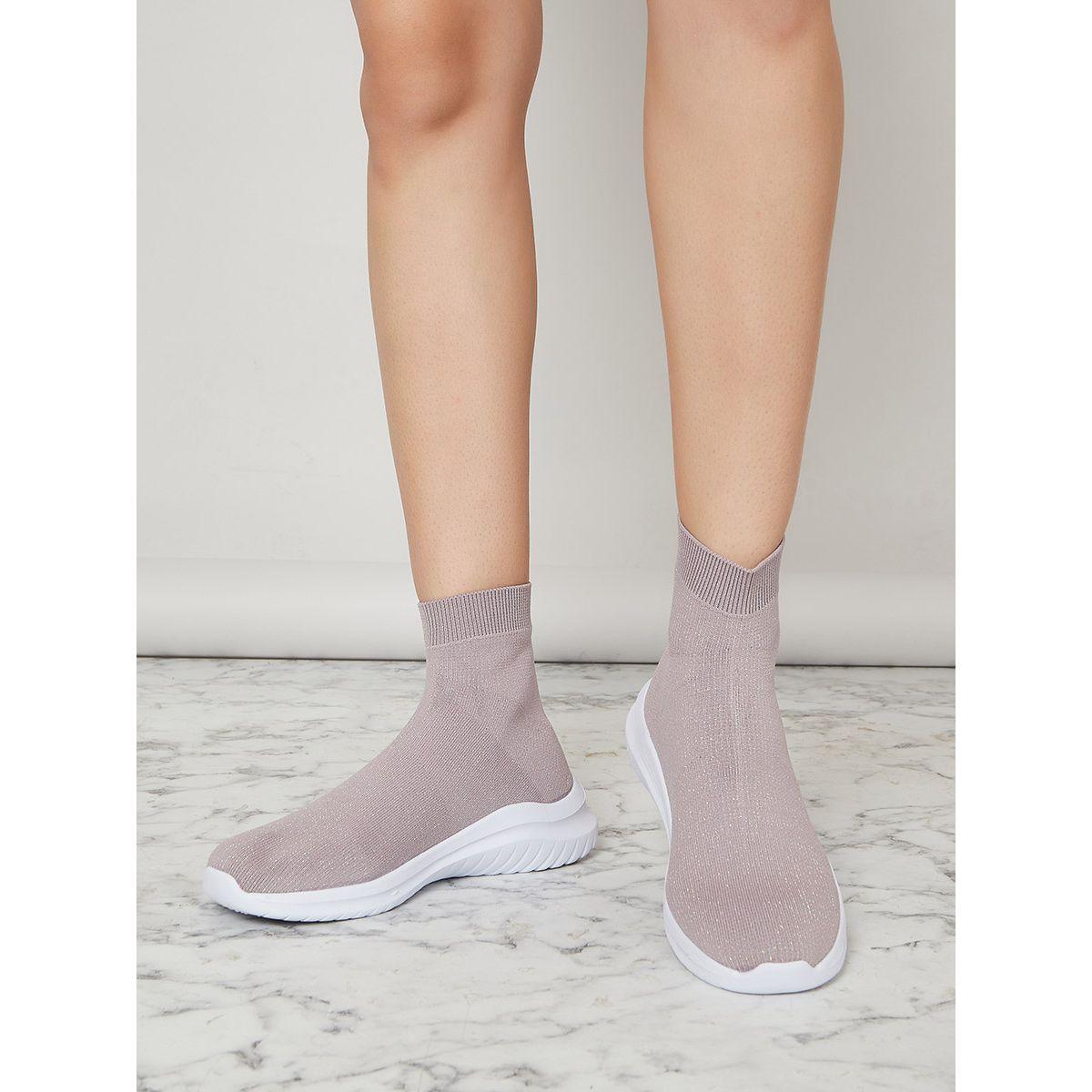 Styli Knitted Textile Upper High Cut Sneakers-women-shoes-sneakers-image-1