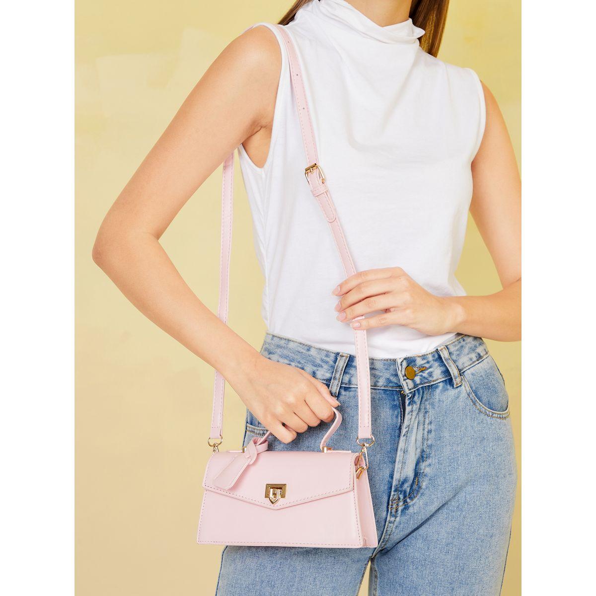 Styli Solid Flap Handbag with Push Lock-women-bagsandwallets-handbags-image-3