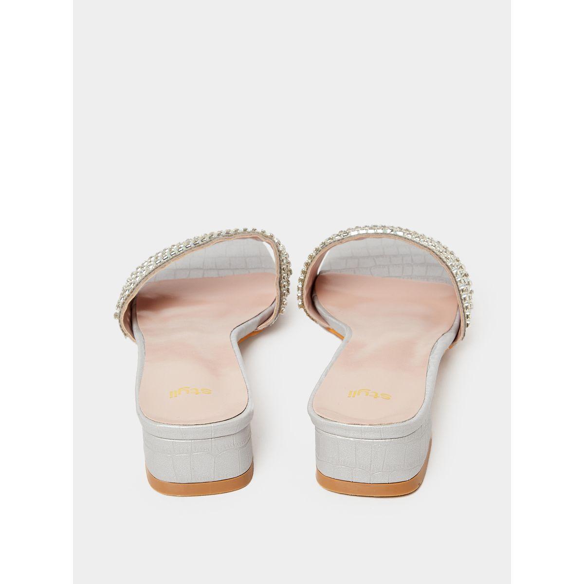 Styli Embellished Strap Low Heel Sandals-women-shoes-heels-image-4