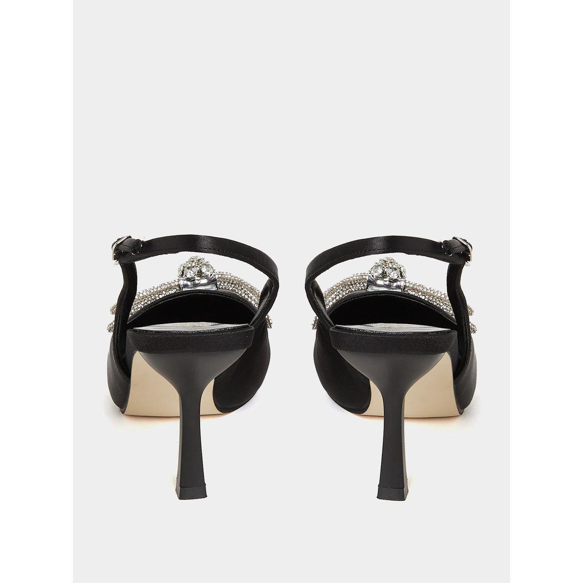 Styli Embellished Bow Accent Sling Back Mid Heel Pumps-women-shoes-heels-image-4