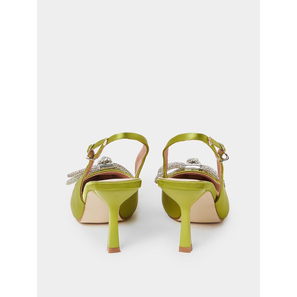 Styli Embellished Bow Accent Sling Back Mid Heel Pumps-women-shoes-heels-image-4