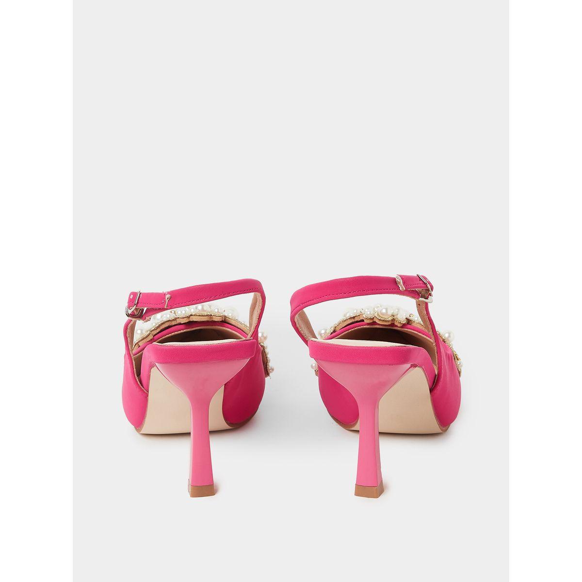 Styli Pearl Embellished Mid Heel Sling Back Pumps-women-shoes-heels-image-4