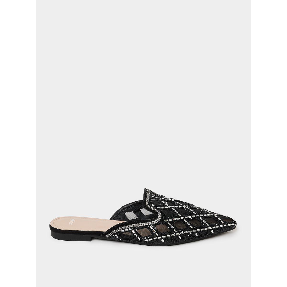 Styli Pointed Toe Embellished Flat Mules-women-shoes-sandals-flats-image-1