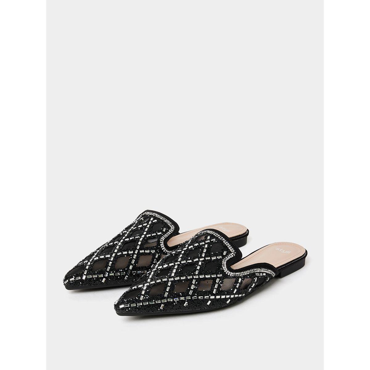 Styli Pointed Toe Embellished Flat Mules-women-shoes-sandals-flats-image-3