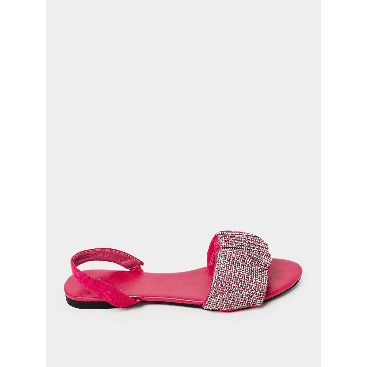 Styli Ruched Embellished Strap Flat Sandal-women-shoes-sandals-flats-image-1