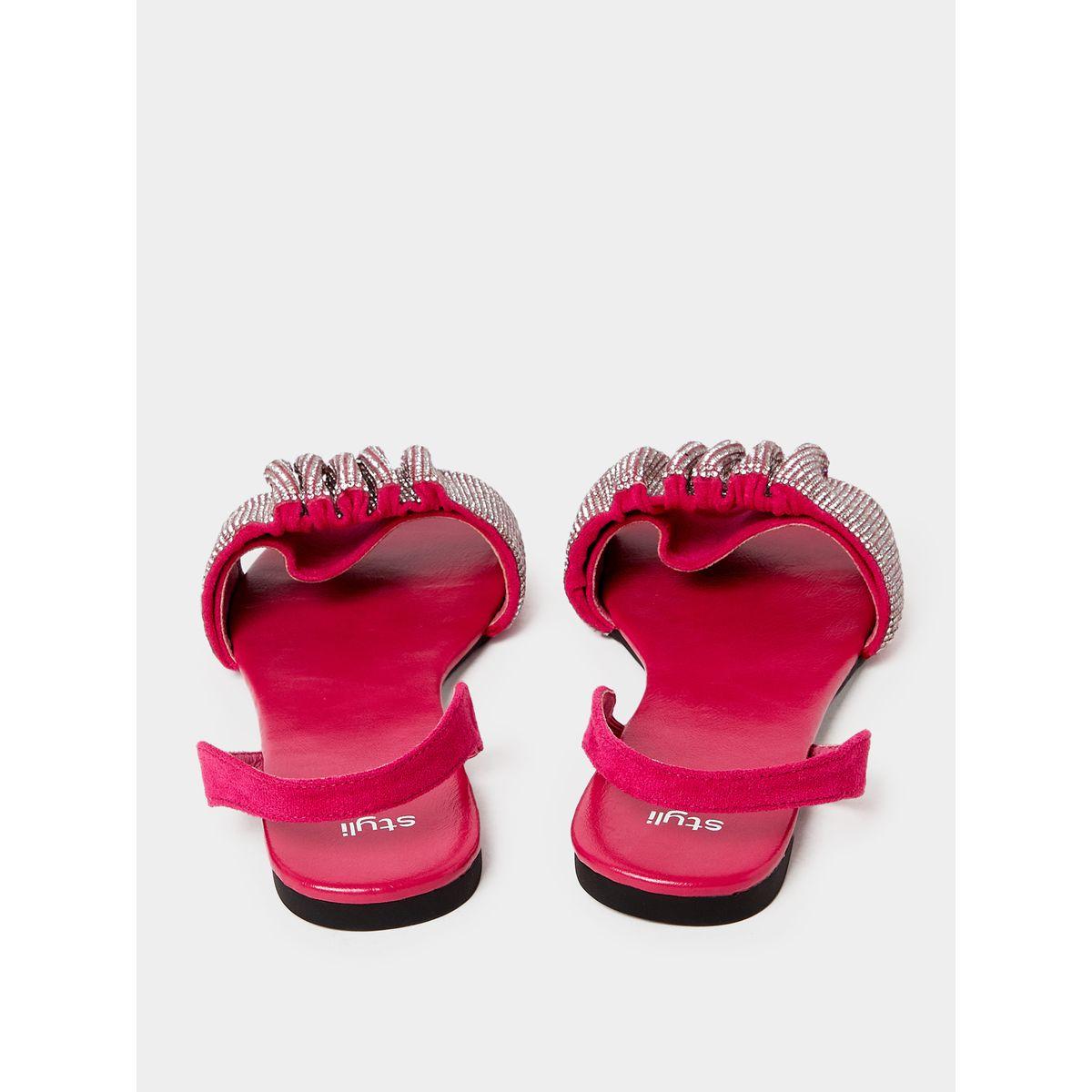 Styli Ruched Embellished Strap Flat Sandal-women-shoes-sandals-flats-image-4