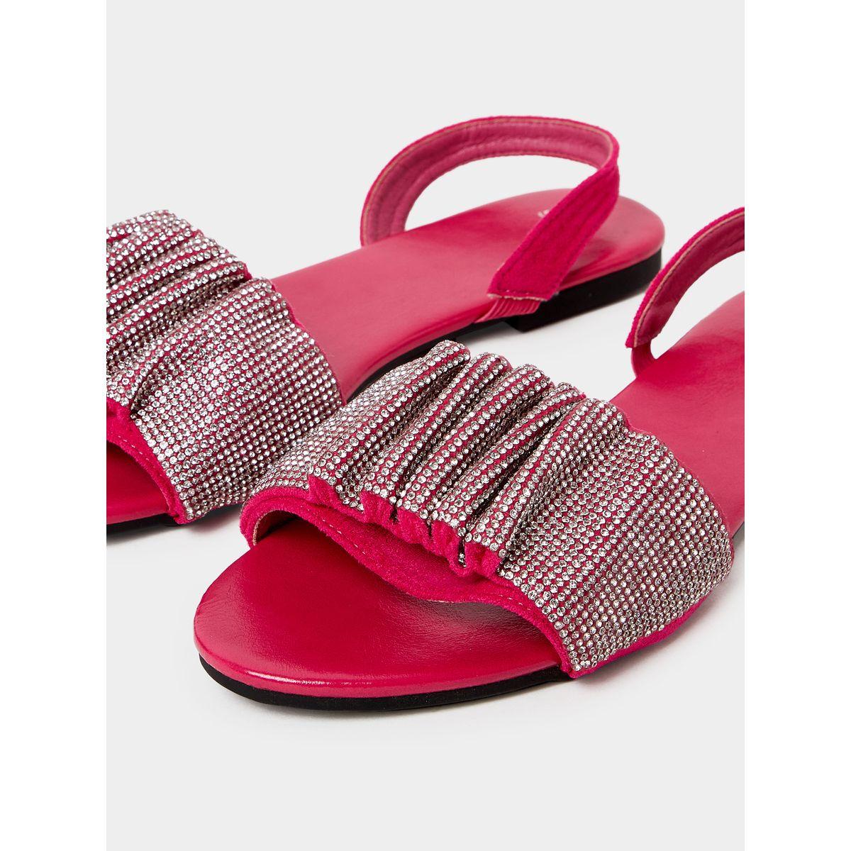 Styli Ruched Embellished Strap Flat Sandal-women-shoes-sandals-flats-image-5