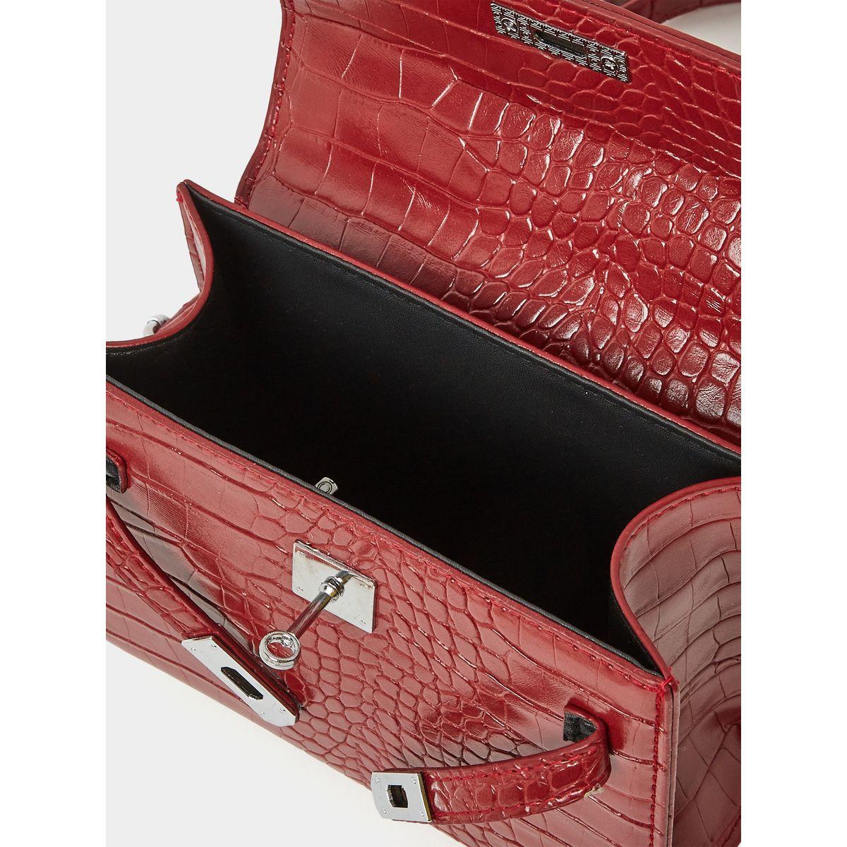 Styli Croc Texture Scarf Tie Handbag-women-bagsandwallets-handbags-image-4
