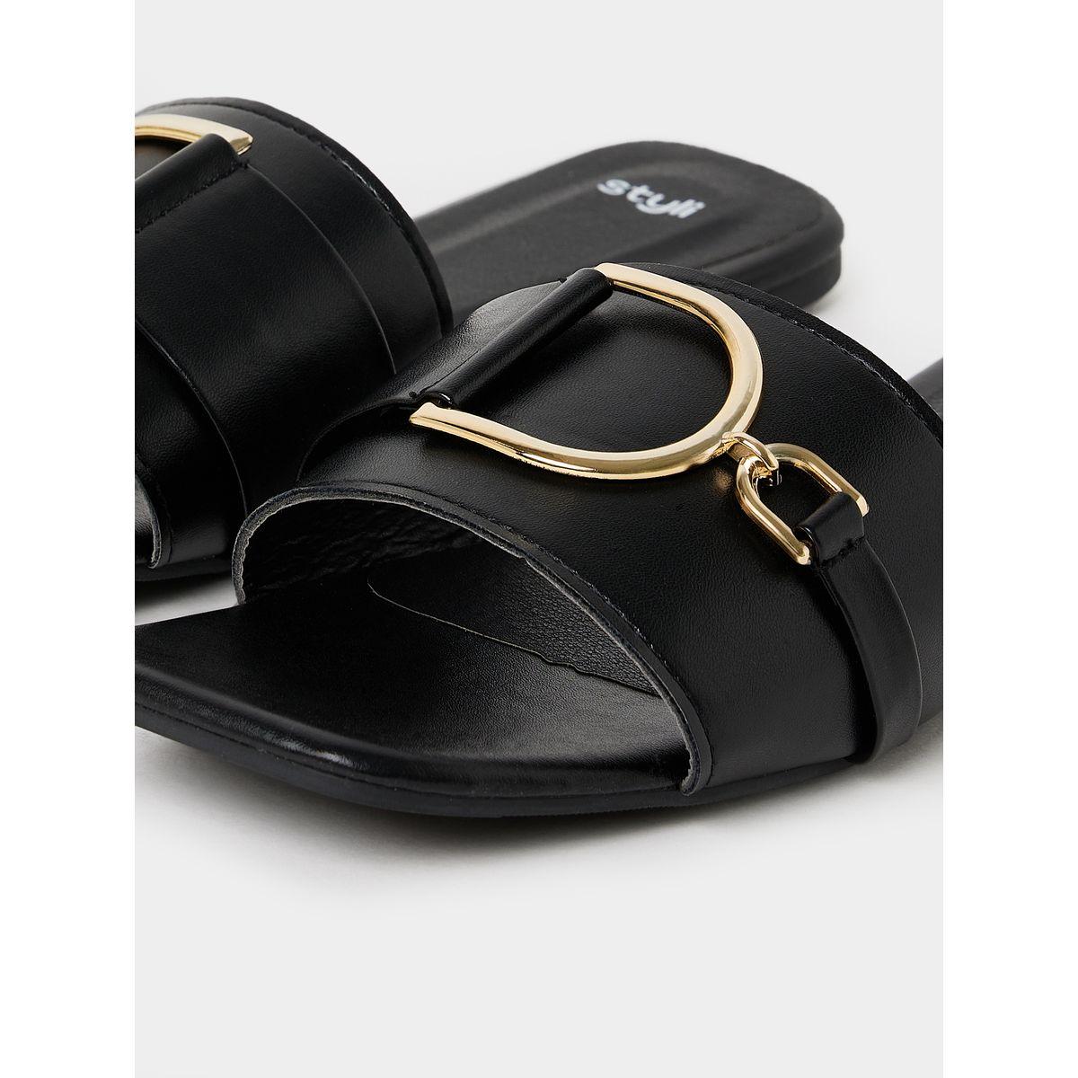 Styli Buckle Accent Patent Strap Flat Sandals-women-shoes-sandals-flats-image-5