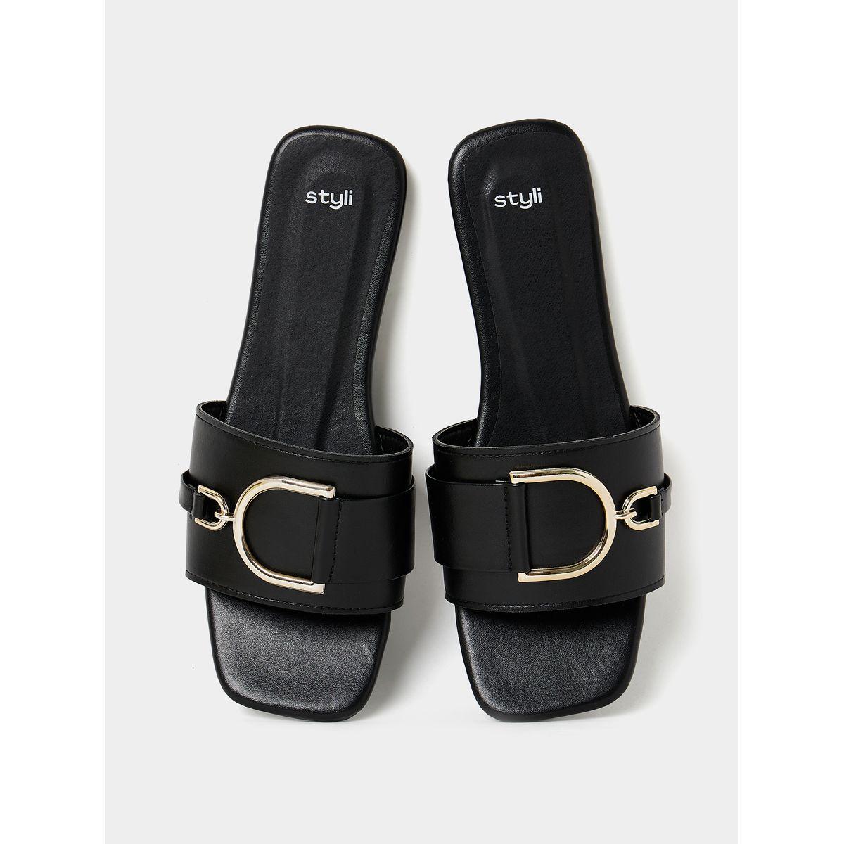 Styli Buckle Accent Patent Strap Flat Sandals-women-shoes-sandals-flats-image-6