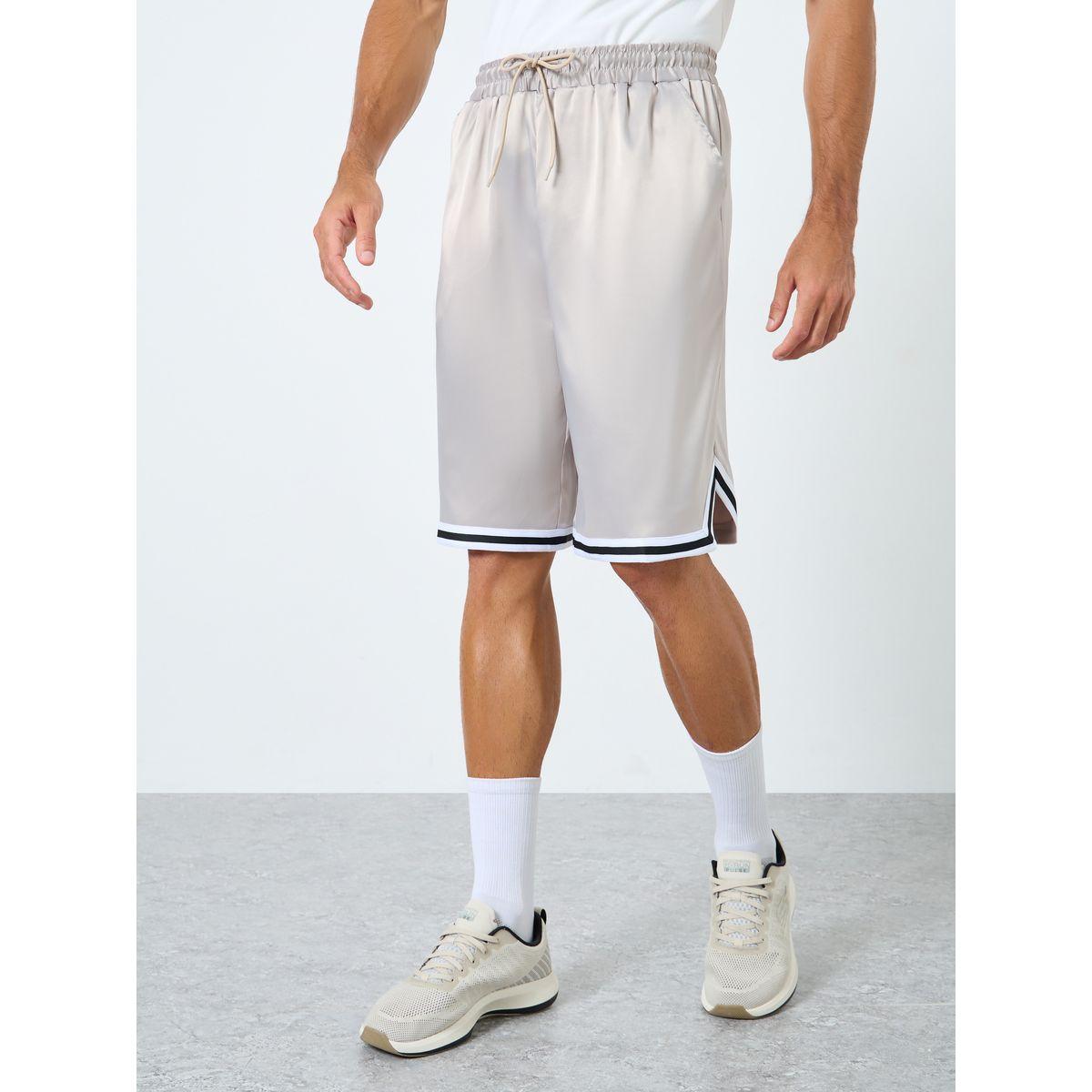 Styli  Basketball Woven Shorts with Tape Hem Detai and Drawstring-men-clothing-sportswearandactivewear-bottoms-shorts-image-1