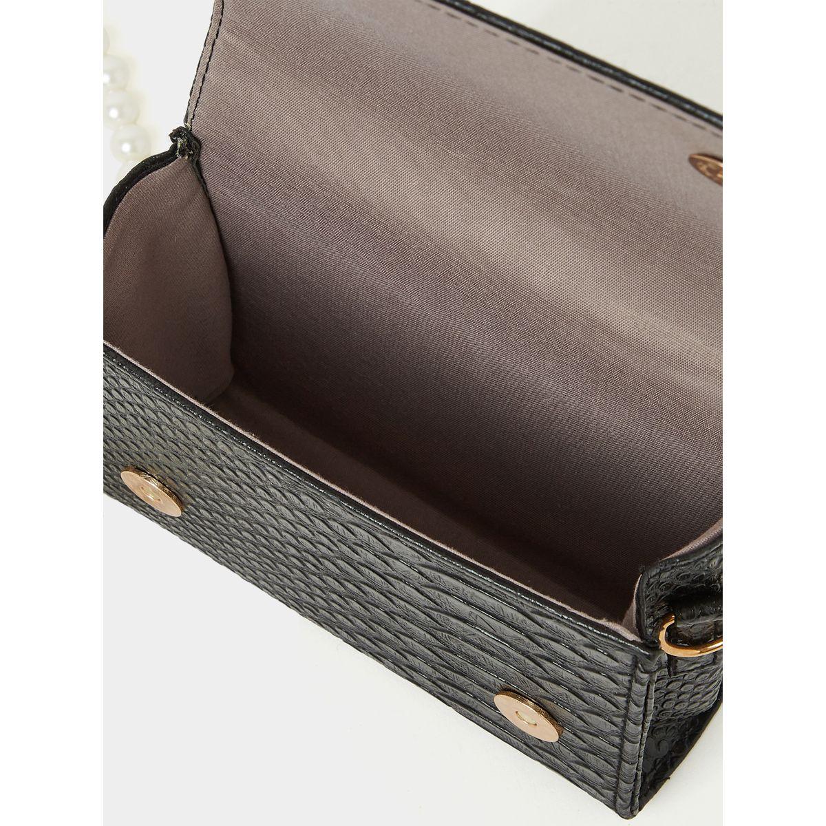 Styli Croc Texture Faux Pearl Chain Crossbody Bag-women-bagsandwallets-handbags-image-3