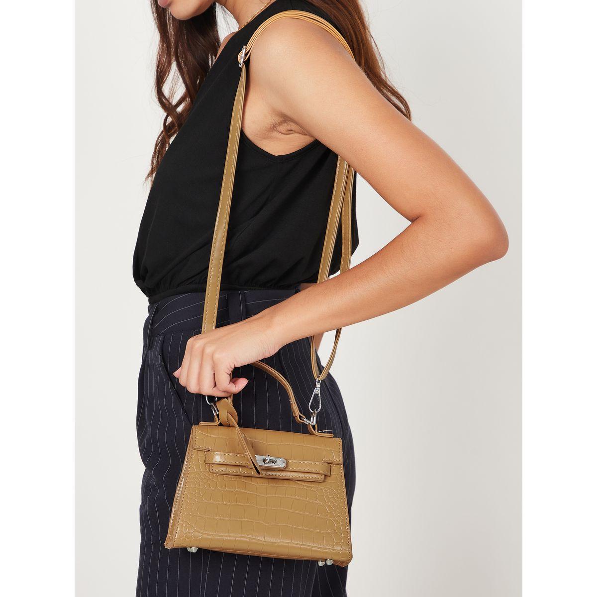 Styli Croc Textured Handbag with Turn Lock-women-bagsandwallets-handbags-image-3