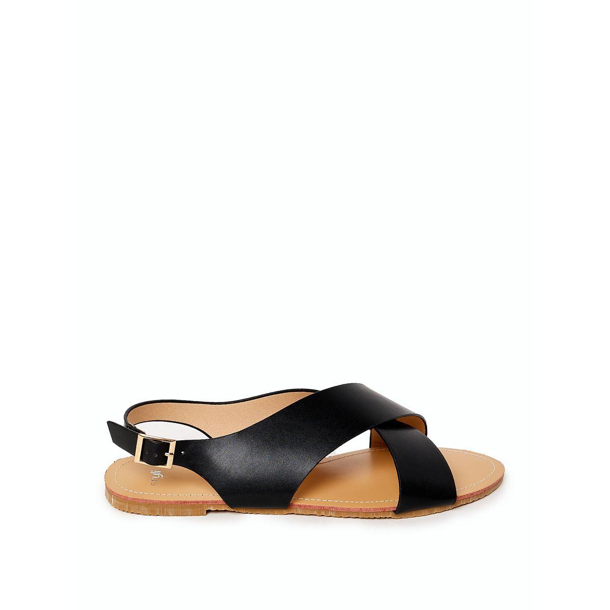 Styli Wide Cross Strap Flat Sandals-women-shoes-sandals-flats-image-1