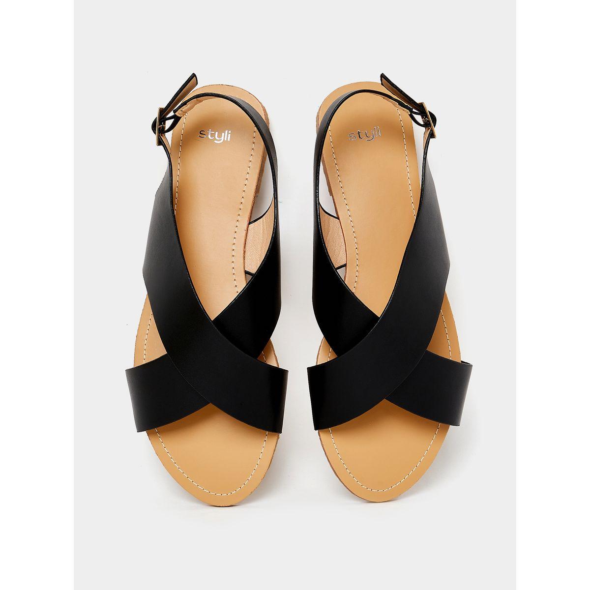 Styli Wide Cross Strap Flat Sandals-women-shoes-sandals-flats-image-6