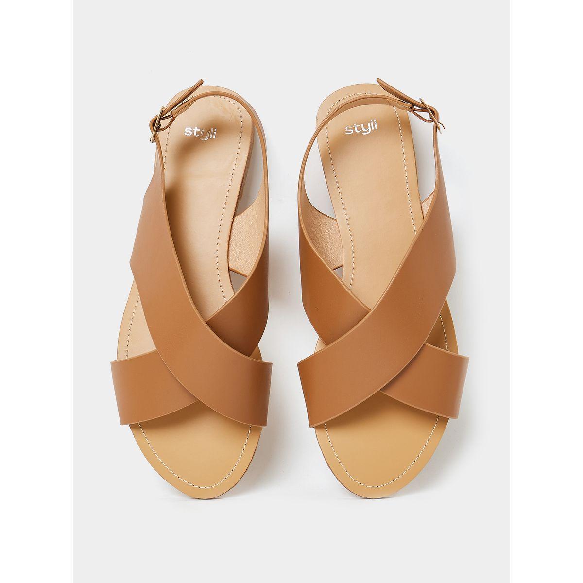 Styli Wide Cross Strap Flat Sandals-women-shoes-sandals-flats-image-6