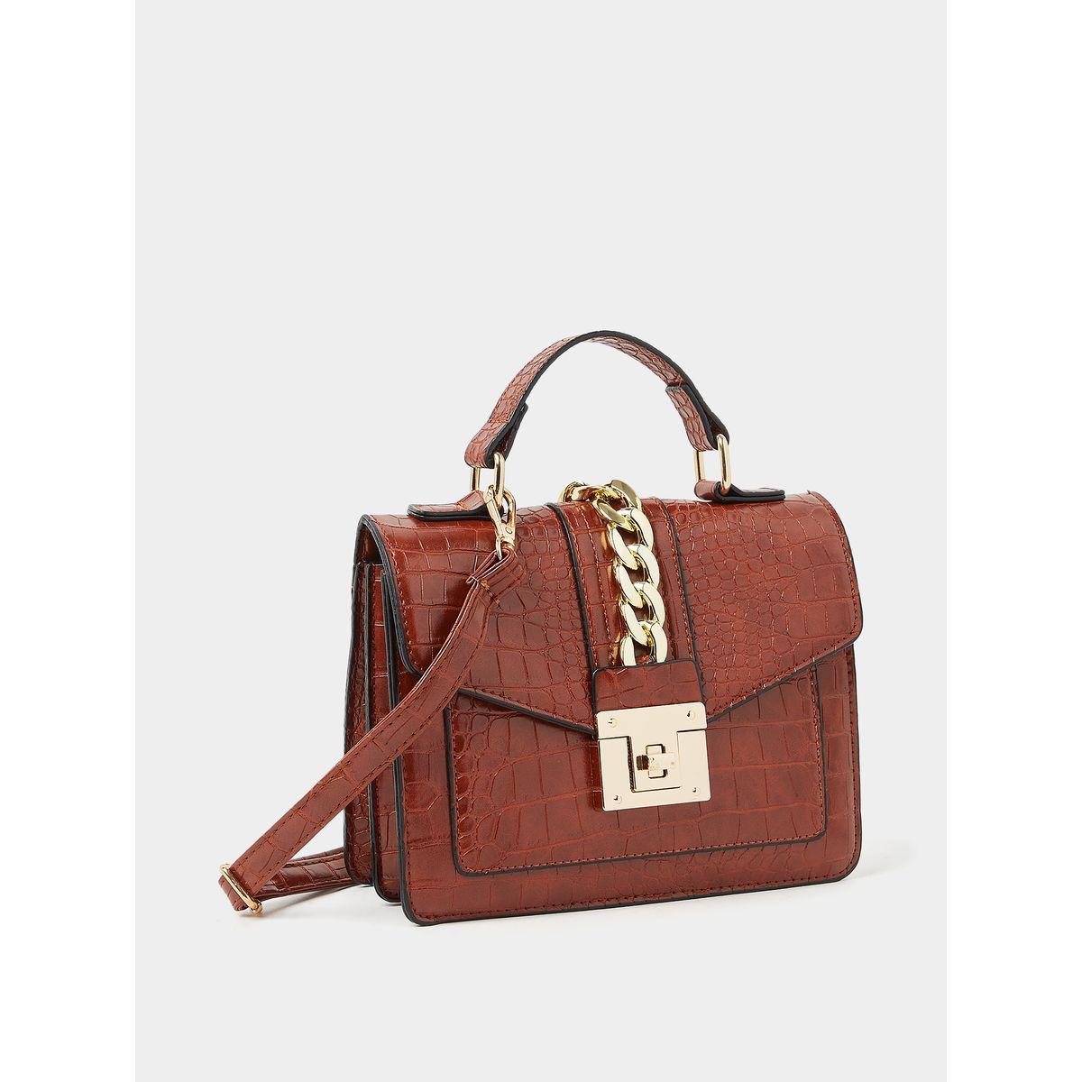 Styli Chain Accent Twisted Lock Handbag-women-bagsandwallets-handbags-image-1