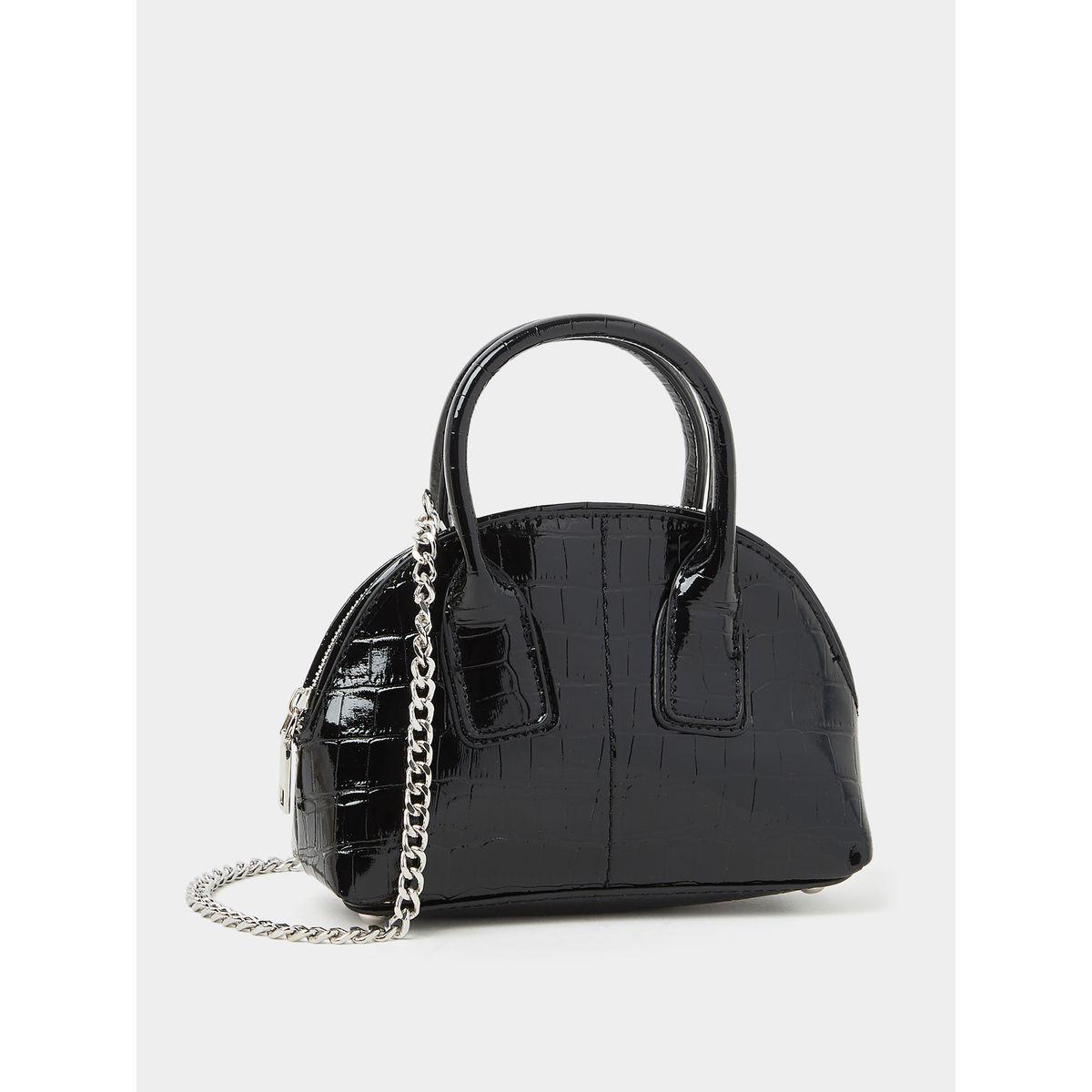 Styli Croc Skin Patent Bag with Chain Detail-women-bagsandwallets-handbags-image-1