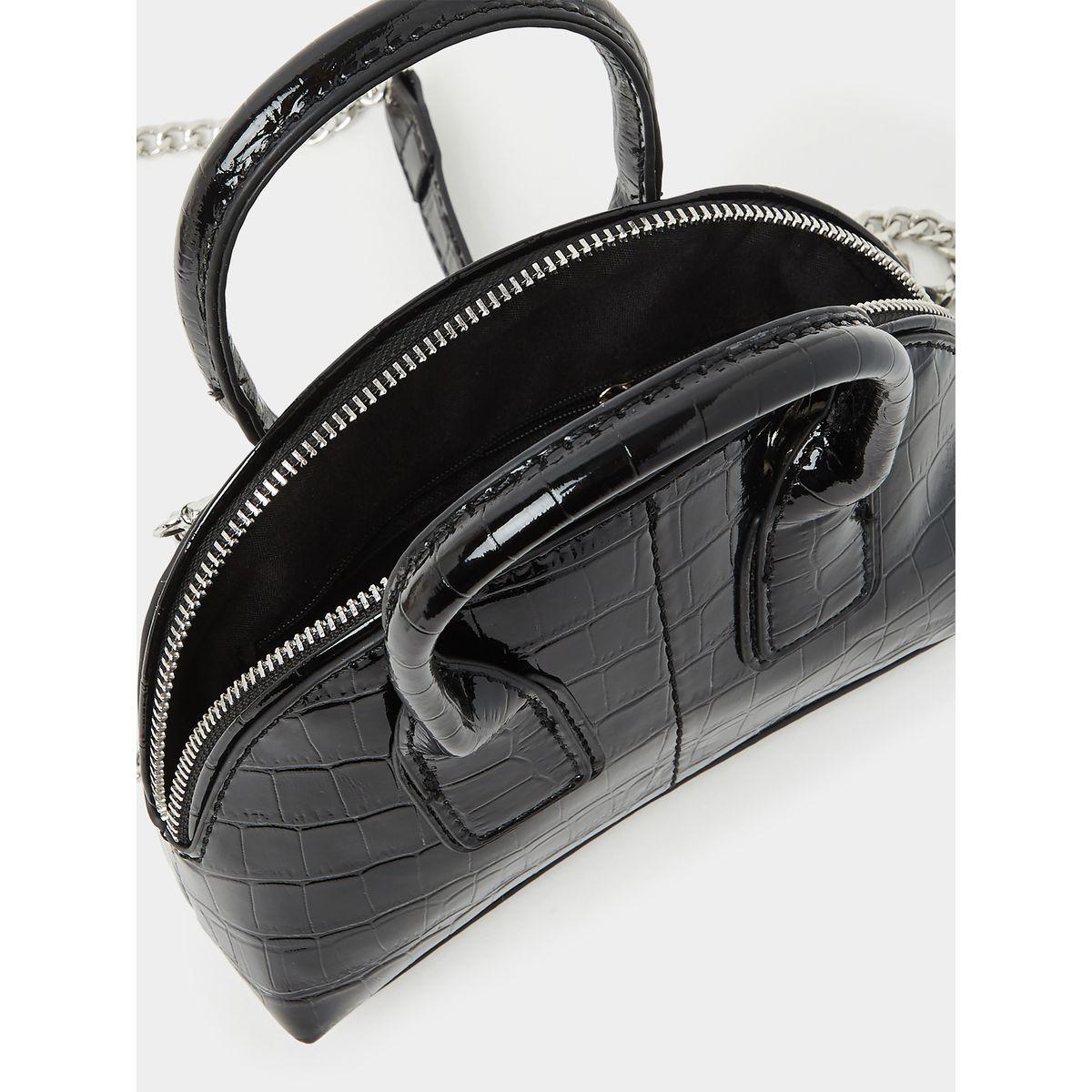 Styli Croc Skin Patent Bag with Chain Detail-women-bagsandwallets-handbags-image-2