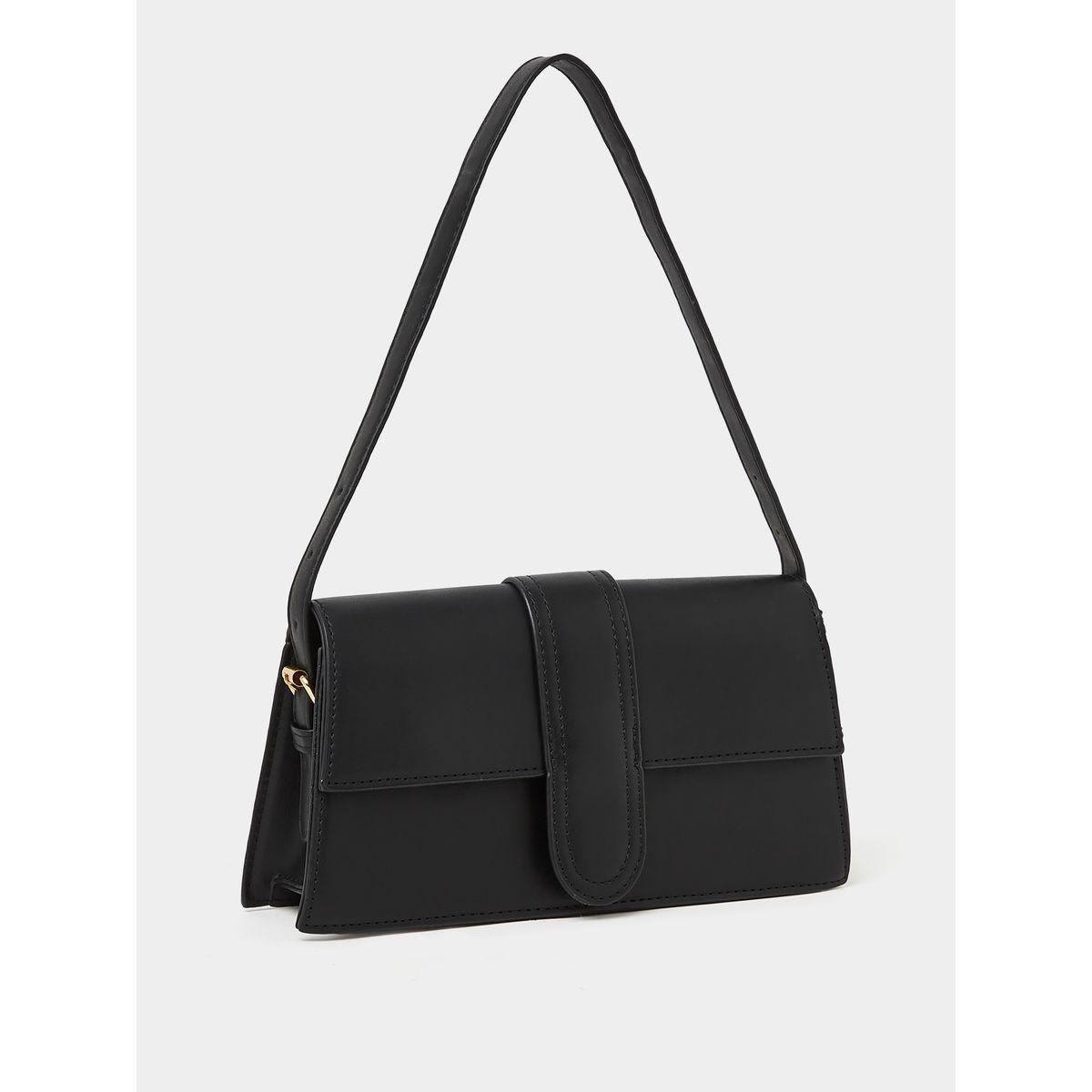Styli Solid Flap Bag with Button Closure-women-bagsandwallets-handbags-image-1