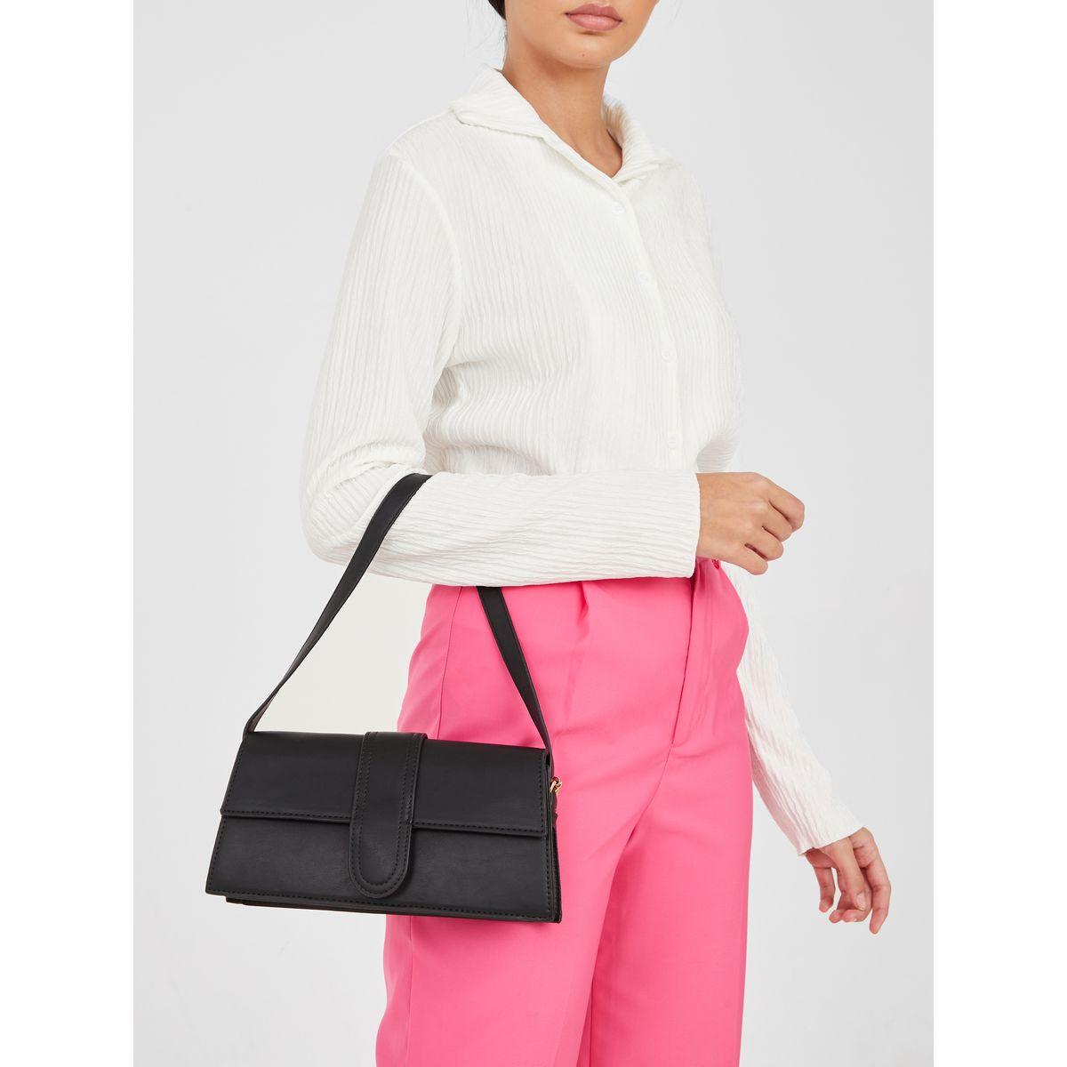 Styli Solid Flap Bag with Button Closure-women-bagsandwallets-handbags-image-2