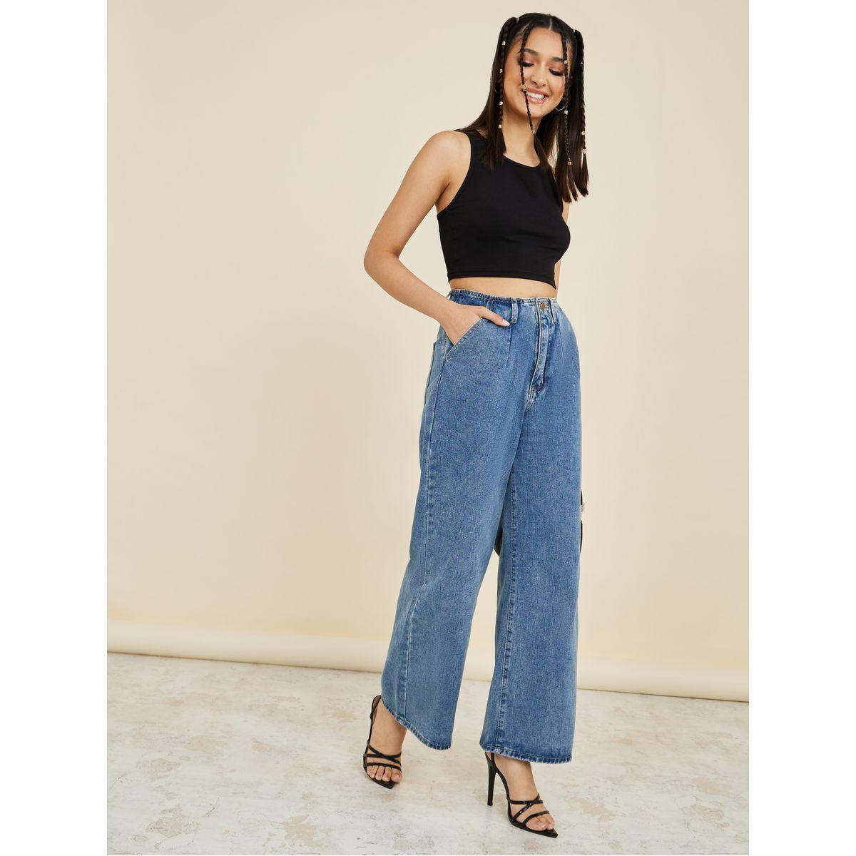 Styli Wide Leg Buttoned Pocket Jeans-women-clothing-bottoms-jeans-image-2