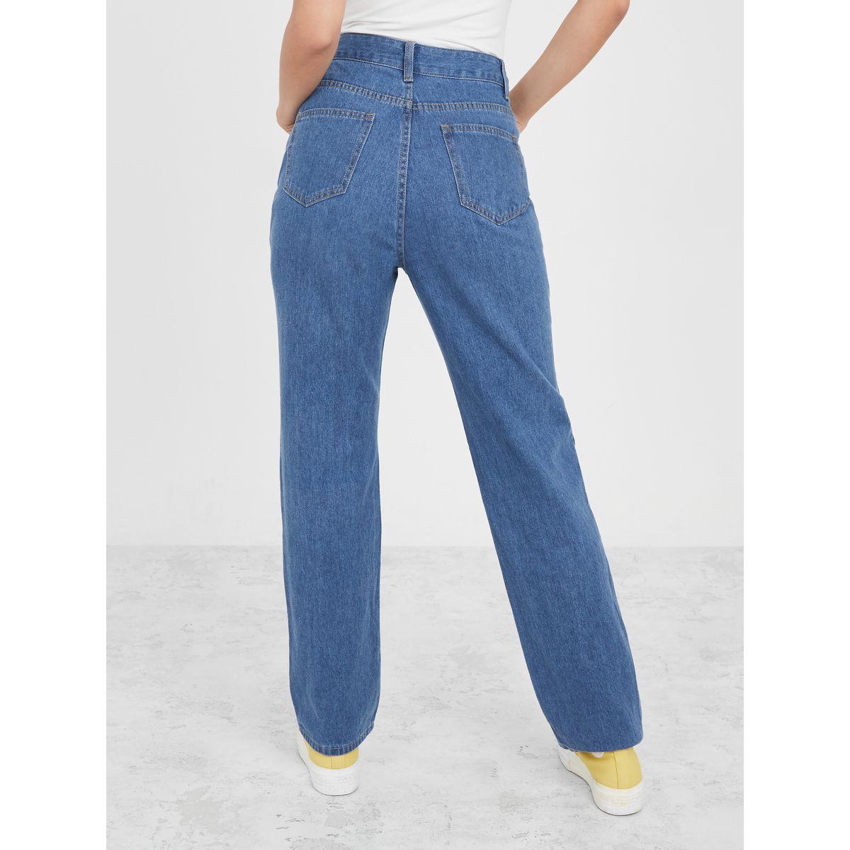 جينز بقصة مستقيمة وخصر عالي-women-clothing-bottoms-jeans-image-4