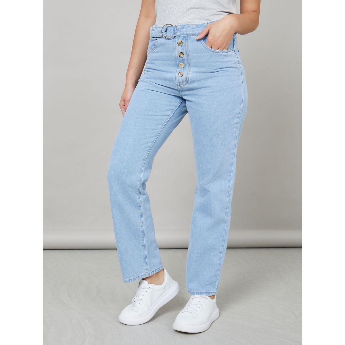 Styli Button Detail Straight Leg Jeans-women-clothing-bottoms-jeans-image-1