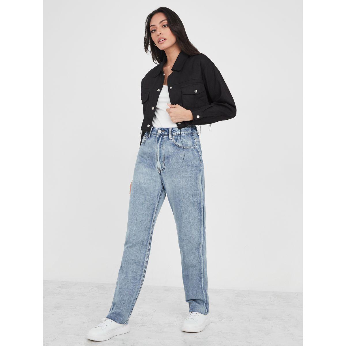جينز بقصة موم وحواف ممزقة-women-clothing-bottoms-jeans-image-3