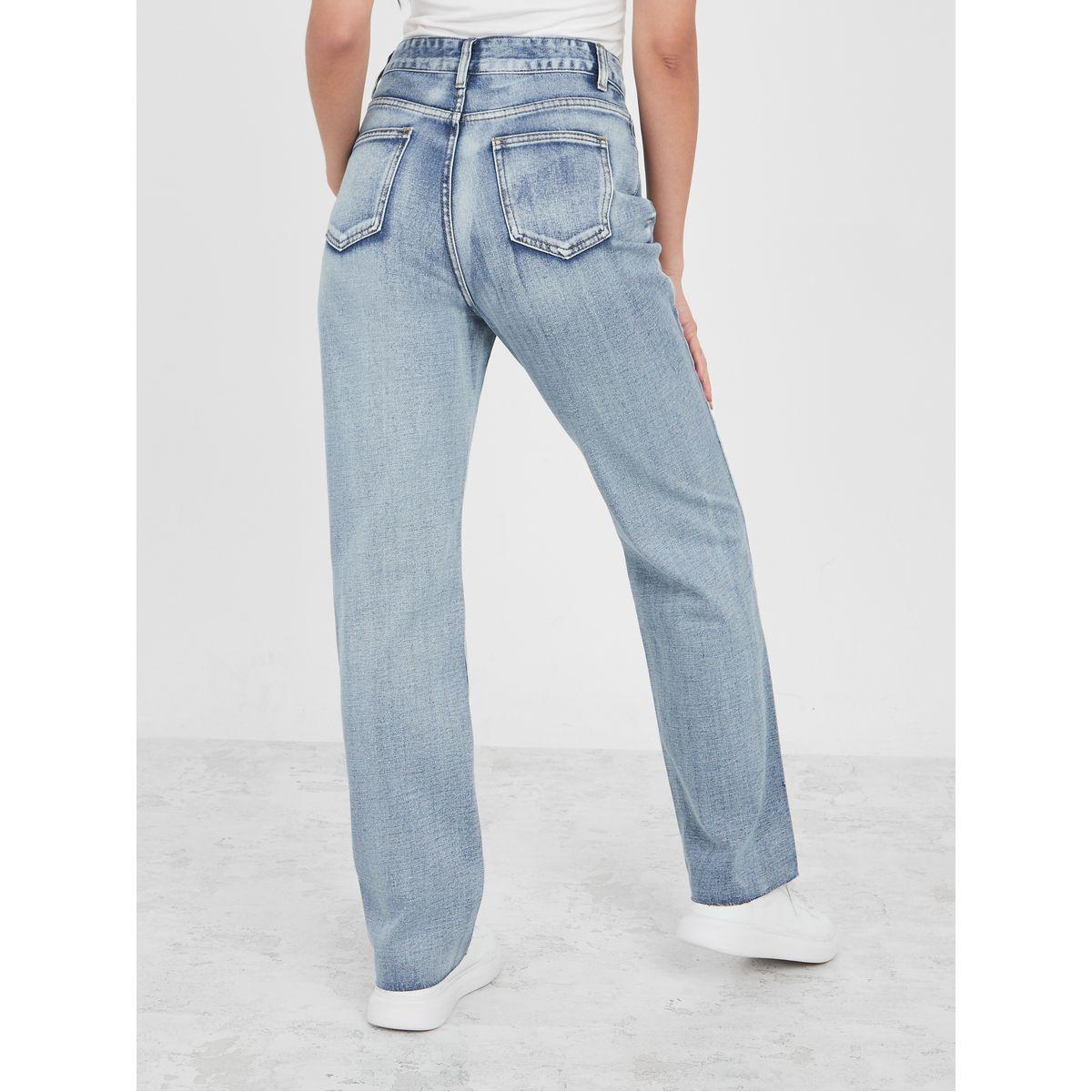 جينز بقصة موم وحواف ممزقة-women-clothing-bottoms-jeans-image-1