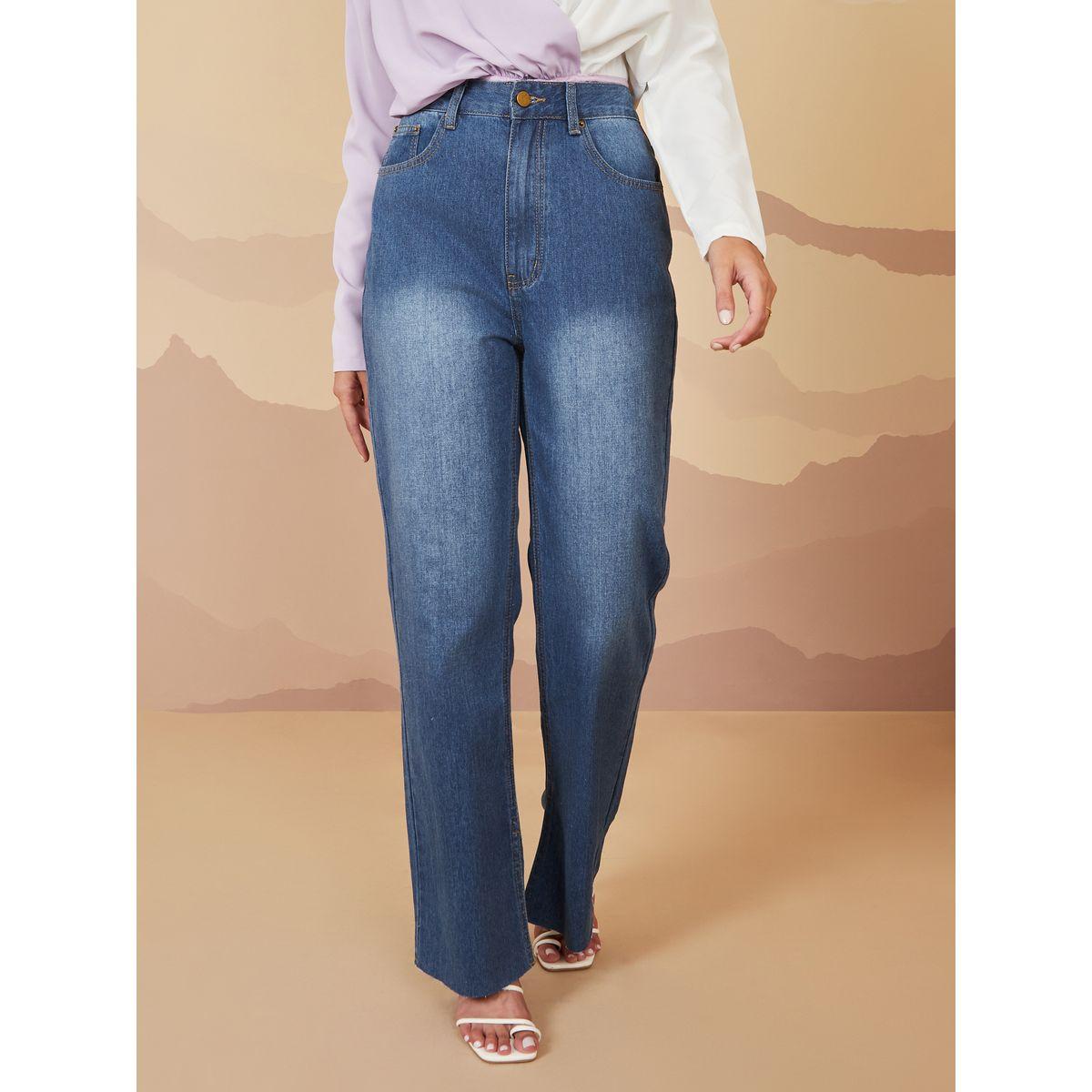 Styli High Rise Raw Hem Flared Jeans-women-clothing-bottoms-jeans-image-1