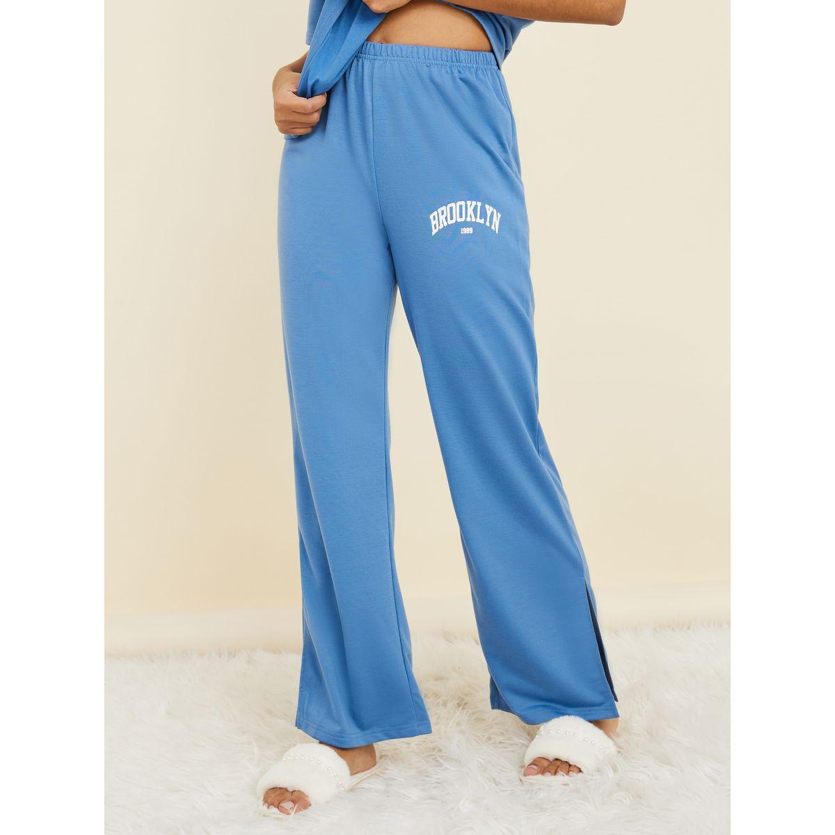 Styli Unwind Brooklyn Slogan Melange T-Shirt & Trouser Lounge Set-women-clothing-coordsets-image-4