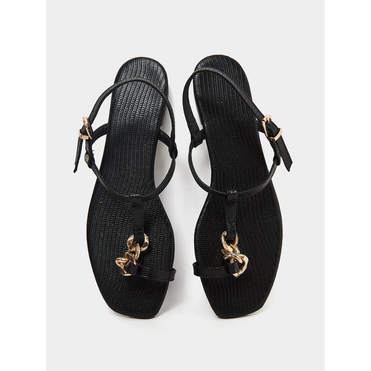 Styli Chain Accent Textured Flat Sandals-women-shoes-sandals-flats-image-6
