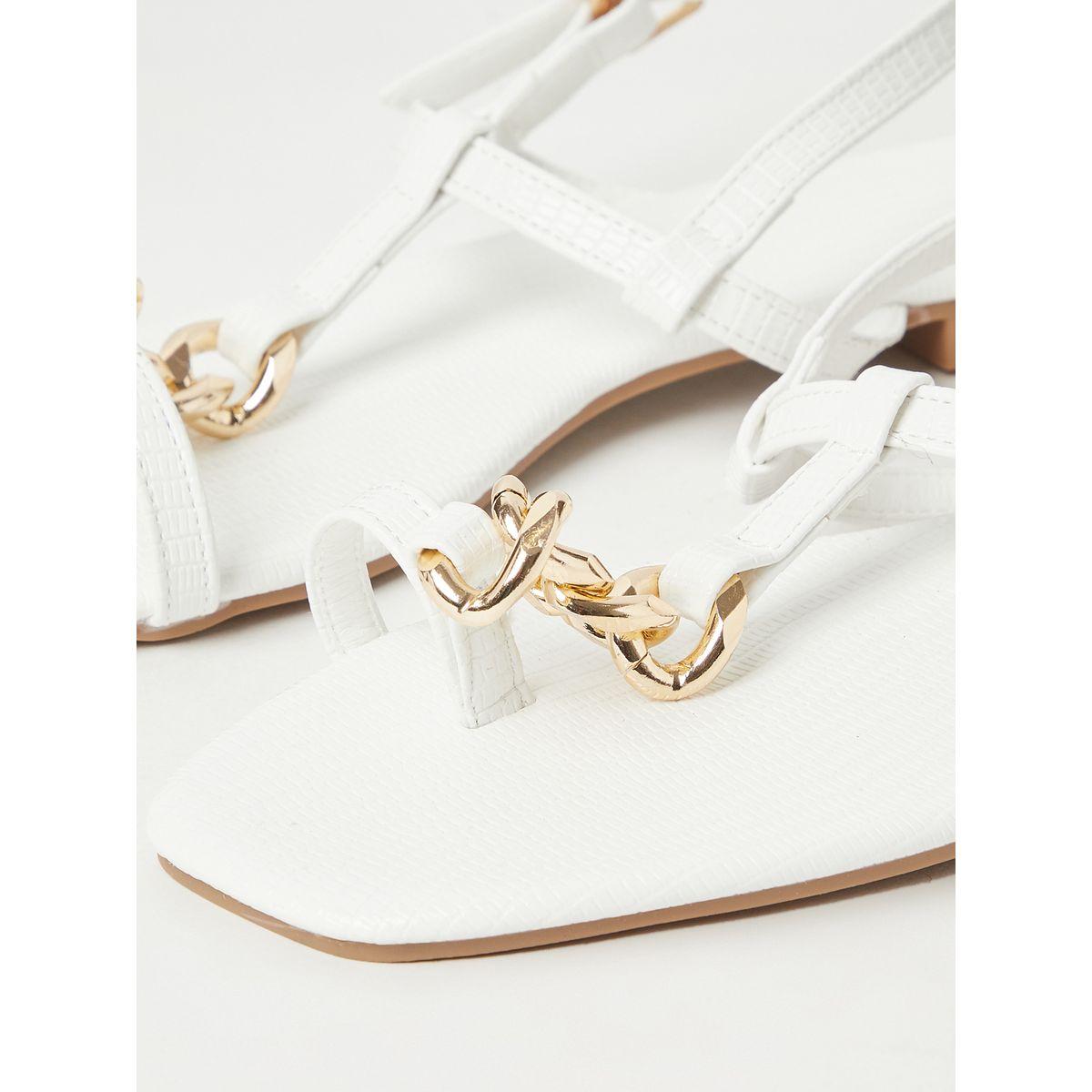 Styli Chain Accent Textured Flat Sandals-women-shoes-sandals-flats-image-5