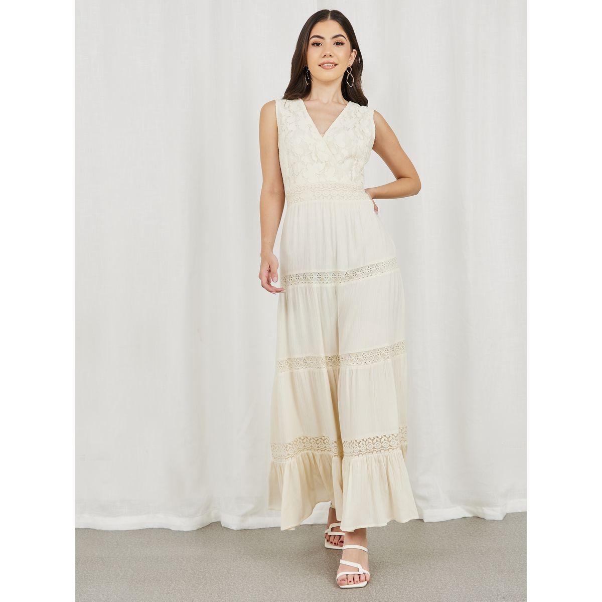 فستان طويل بلا اكمام مع كسرات ودانتيل-women-clothing-dresses-image-1