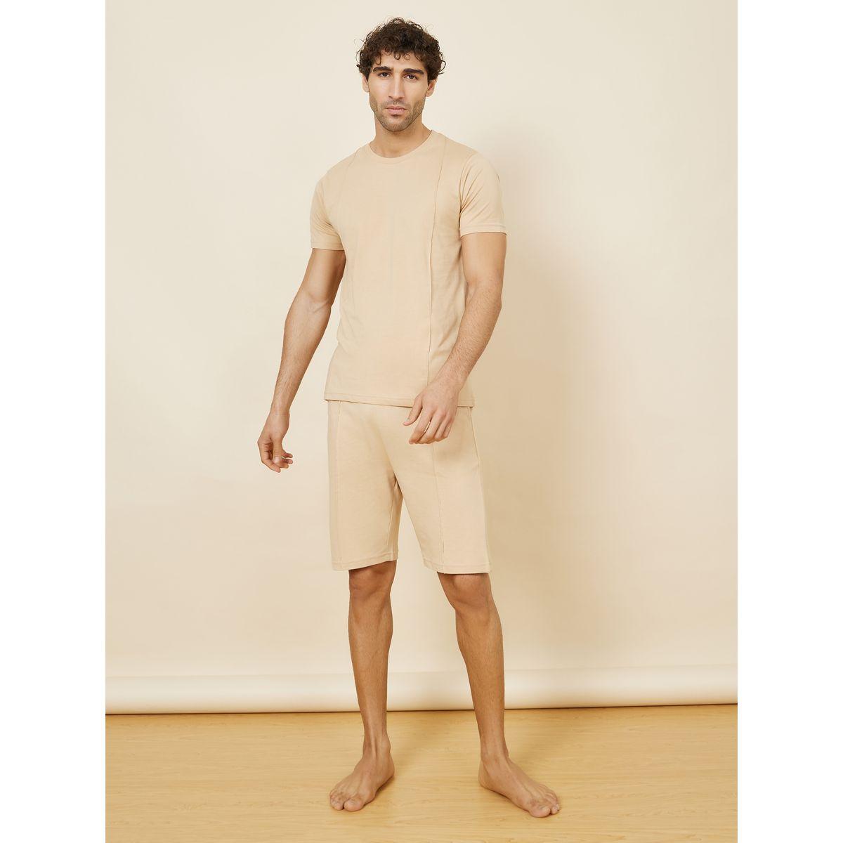 Styli Unwind Pintuck Detail T-shirt and Shorts Sleep Set-men-clothing-nightwear-sets-image-2