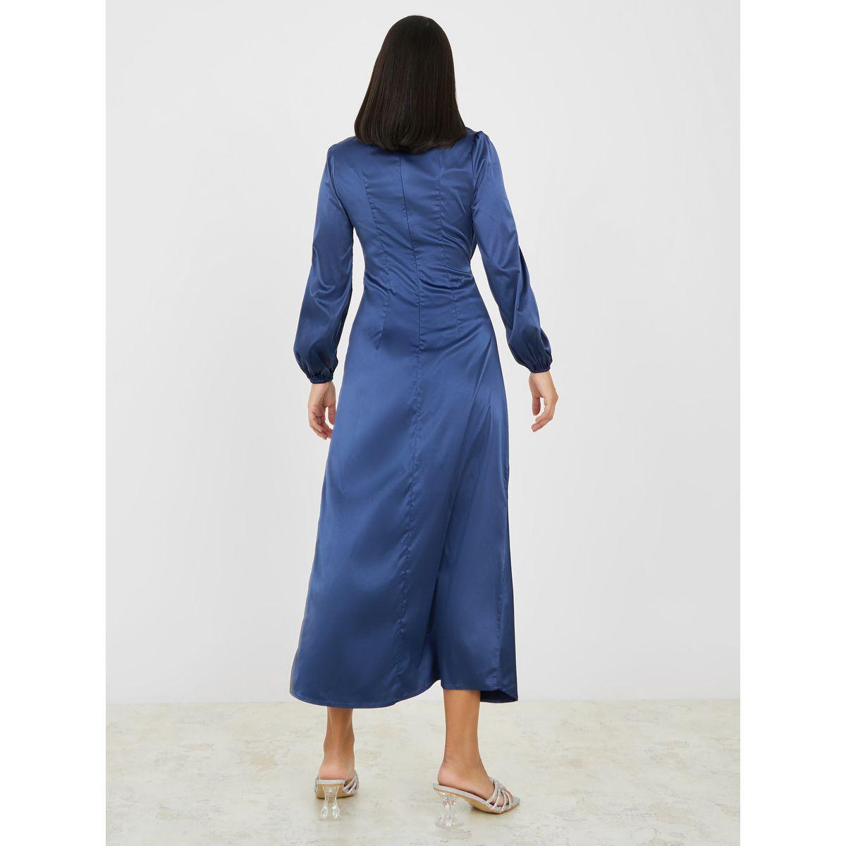 Styli Gathered Detail Asymmetric Hem A-Line Maxi Dress-women-clothing-dresses-image-4