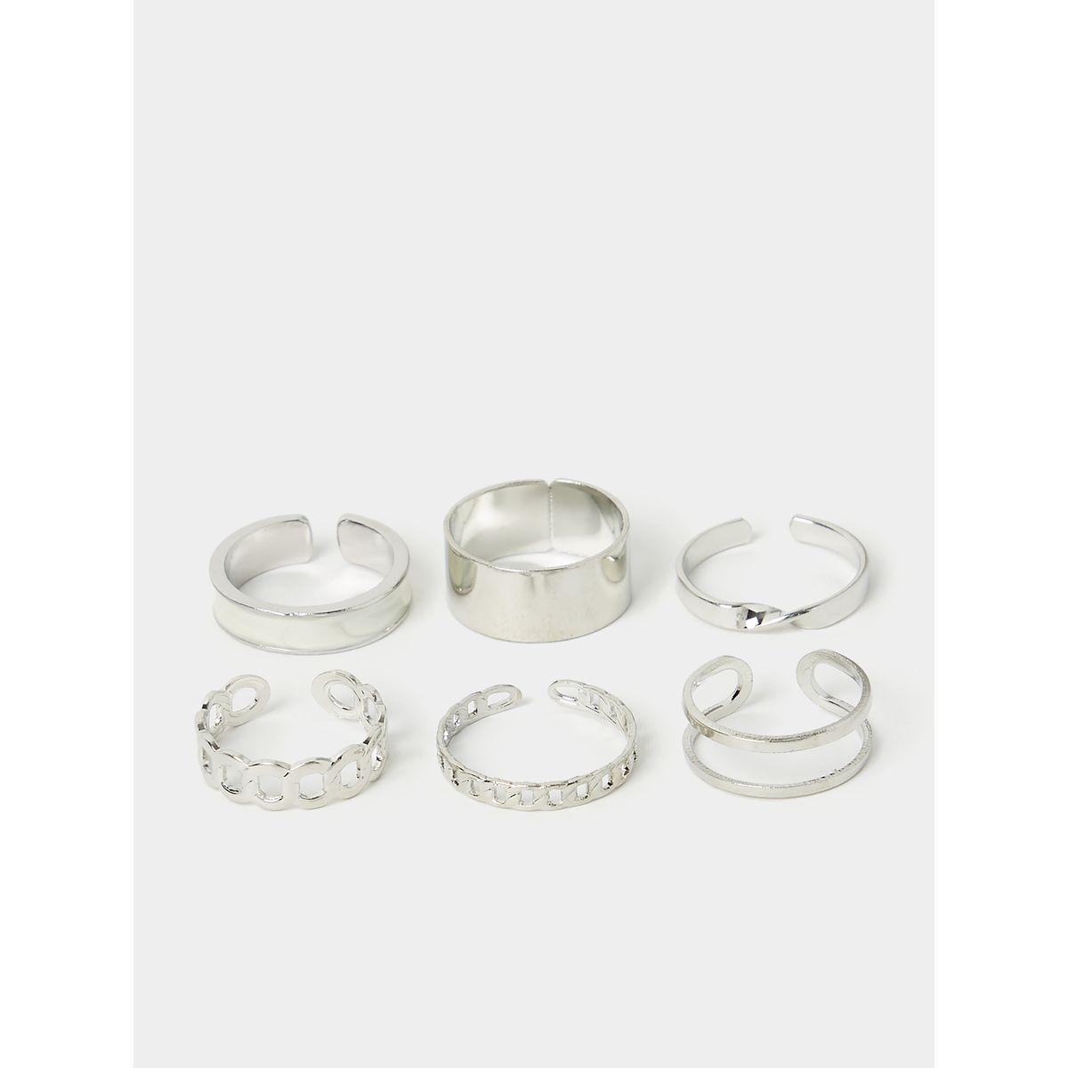 Styli Set of 6 - Chain Look Cuff Rings-women-watchesandjewellery-jewellery-rings-image-1