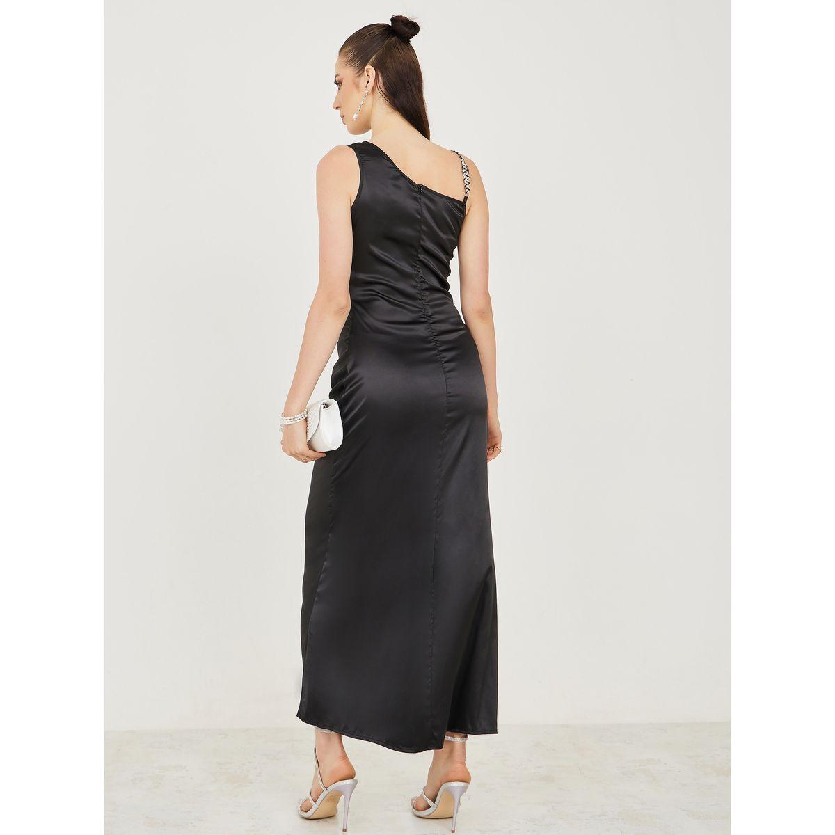 Styli One Side Shoulder Knot Detail Satin Maxi Dress-women-clothing-dresses-image-4