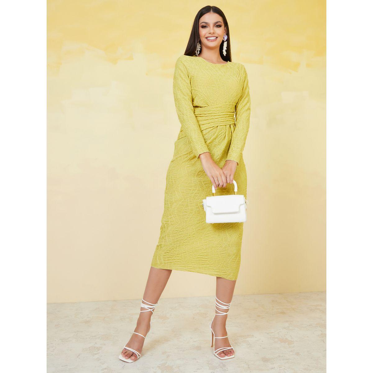 Styli Textured Wrap Front Sheath Midi Dress-women-clothing-dresses-image-2