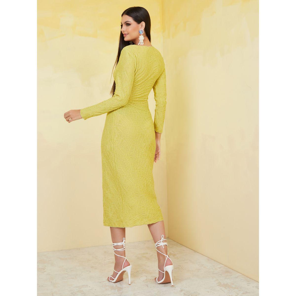 Styli Textured Wrap Front Sheath Midi Dress-women-clothing-dresses-image-4
