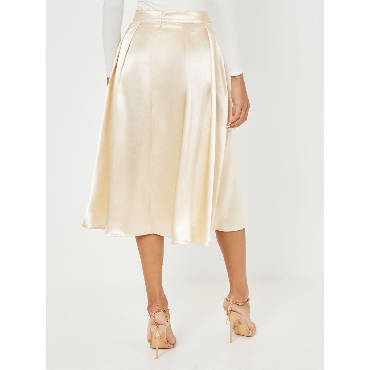 A line clearance gold midi skirt