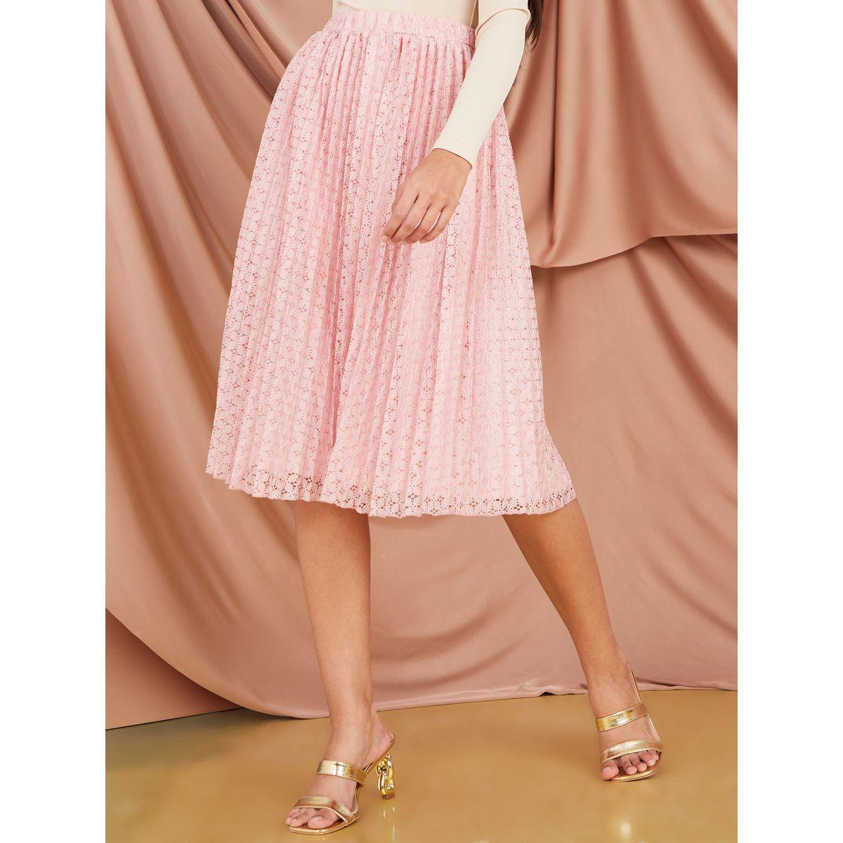 Styli Lace Insert A-Line Midi Skirt-women-clothing-bottoms-skirts-image-1