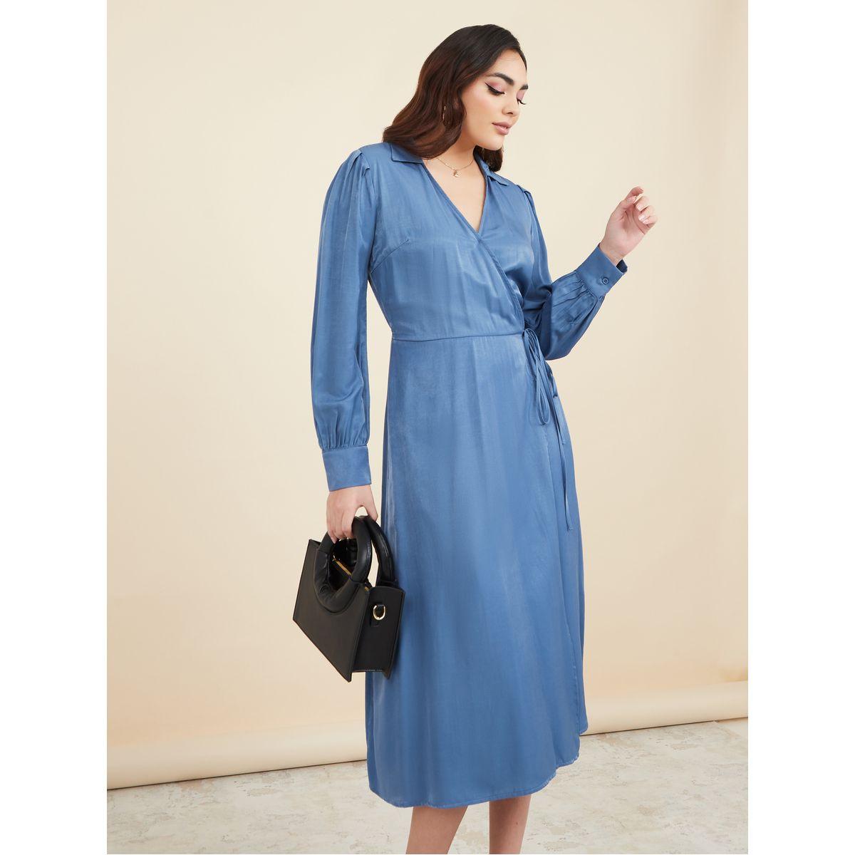 Styli Long Sleeves Wrap Around Midi Dress-women-clothing-dresses-image-1