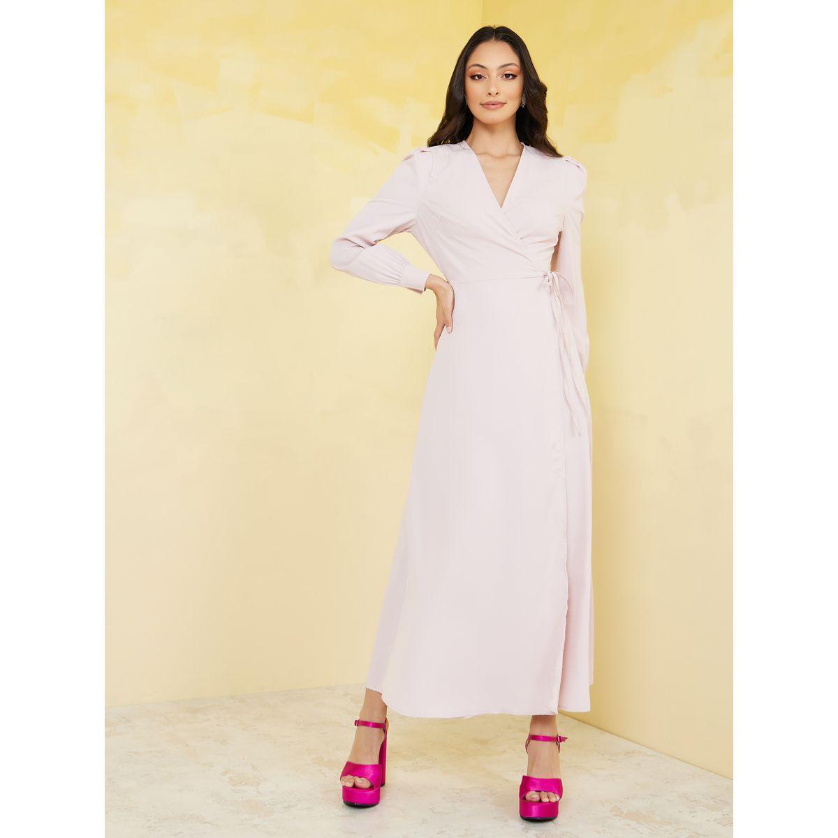 Styli Long Sleeves Plain Wrap Maxi Dress-women-clothing-dresses-image-1