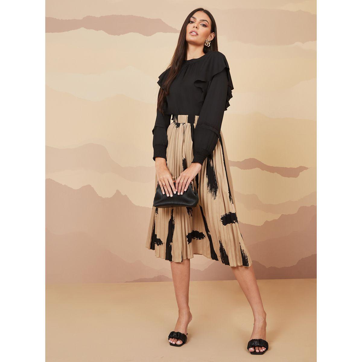Styli Pleated Printed Skirt-women-clothing-bottoms-skirts-image-2