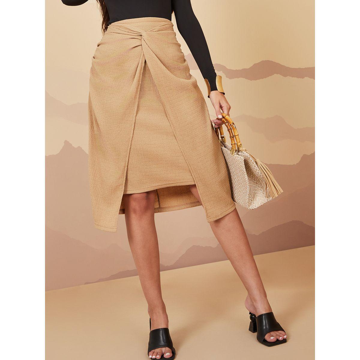 تنورة بطول الركبة مزينة بعقدة-women-clothing-bottoms-skirts-image-1